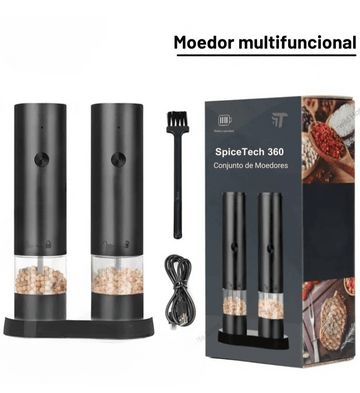 (Modelo 2025) SpiceTech 360 — Moedor Elétrico Recarregável de Sal & Pimenta